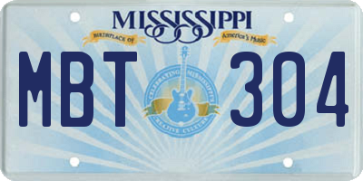 MS license plate MBT304