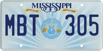 MS license plate MBT305