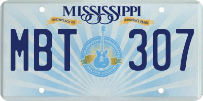 MS license plate MBT307