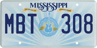 MS license plate MBT308