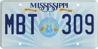 MS license plate MBT309