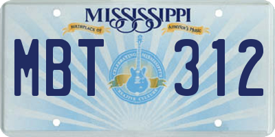MS license plate MBT312