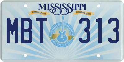MS license plate MBT313