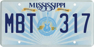 MS license plate MBT317