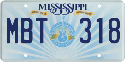 MS license plate MBT318