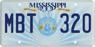 MS license plate MBT320