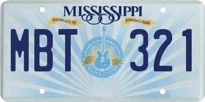 MS license plate MBT321