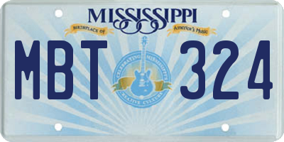MS license plate MBT324