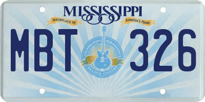 MS license plate MBT326