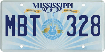 MS license plate MBT328