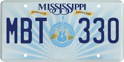 MS license plate MBT330