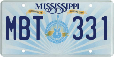 MS license plate MBT331