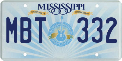 MS license plate MBT332
