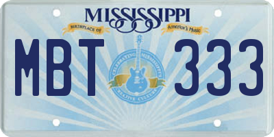 MS license plate MBT333