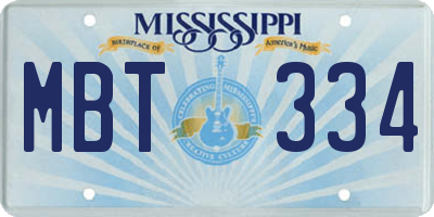 MS license plate MBT334