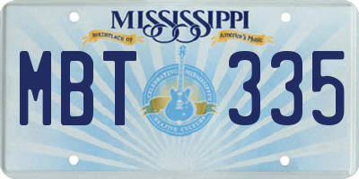 MS license plate MBT335