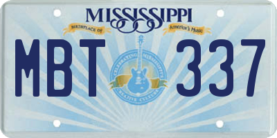 MS license plate MBT337