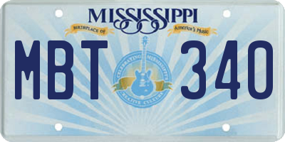 MS license plate MBT340