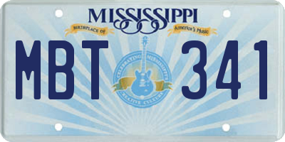 MS license plate MBT341