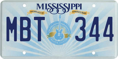 MS license plate MBT344