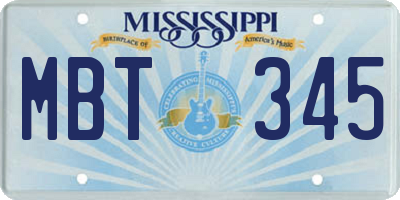 MS license plate MBT345