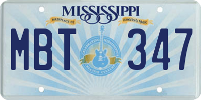 MS license plate MBT347