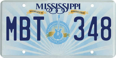 MS license plate MBT348