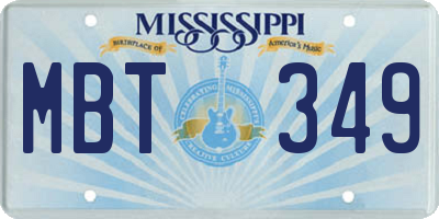 MS license plate MBT349