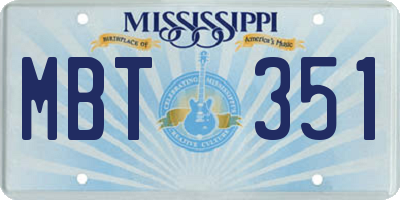 MS license plate MBT351