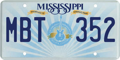 MS license plate MBT352