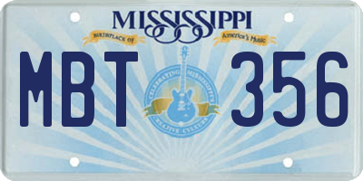 MS license plate MBT356