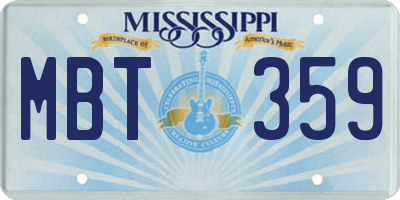 MS license plate MBT359