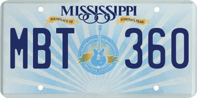 MS license plate MBT360