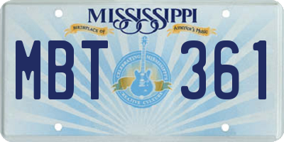 MS license plate MBT361