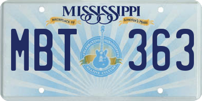 MS license plate MBT363