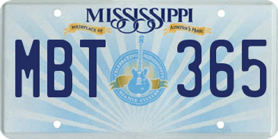 MS license plate MBT365