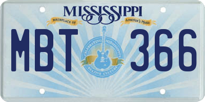 MS license plate MBT366