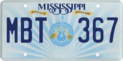 MS license plate MBT367