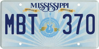 MS license plate MBT370