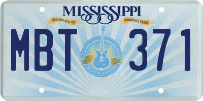 MS license plate MBT371