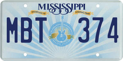 MS license plate MBT374