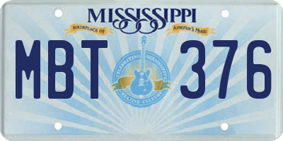 MS license plate MBT376
