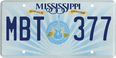 MS license plate MBT377