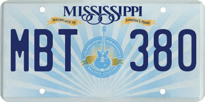 MS license plate MBT380