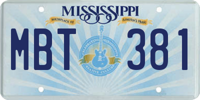 MS license plate MBT381