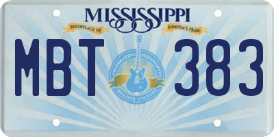 MS license plate MBT383