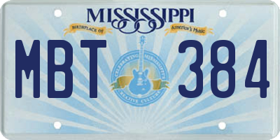 MS license plate MBT384