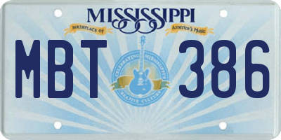 MS license plate MBT386