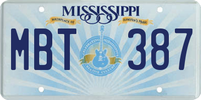 MS license plate MBT387
