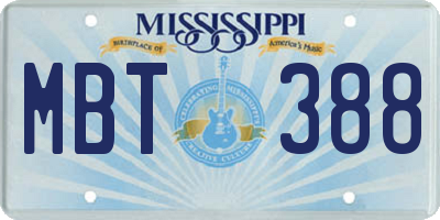 MS license plate MBT388